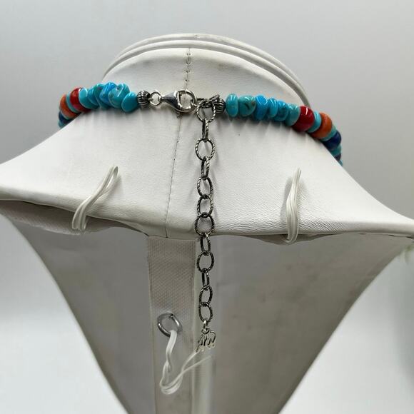 American West Jewelry by Carolyn Pollack Multi Gemstone Beaded Sterling Necklace - Picture 4 of 15